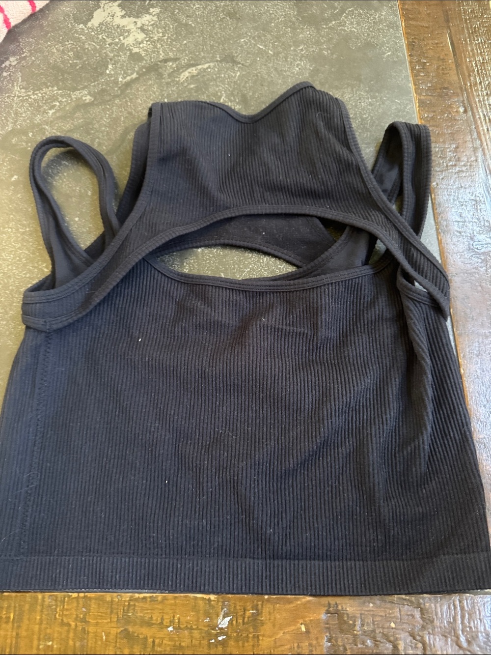 Garage Black Ribbed Cutout Tank - Picture 4 of 4
